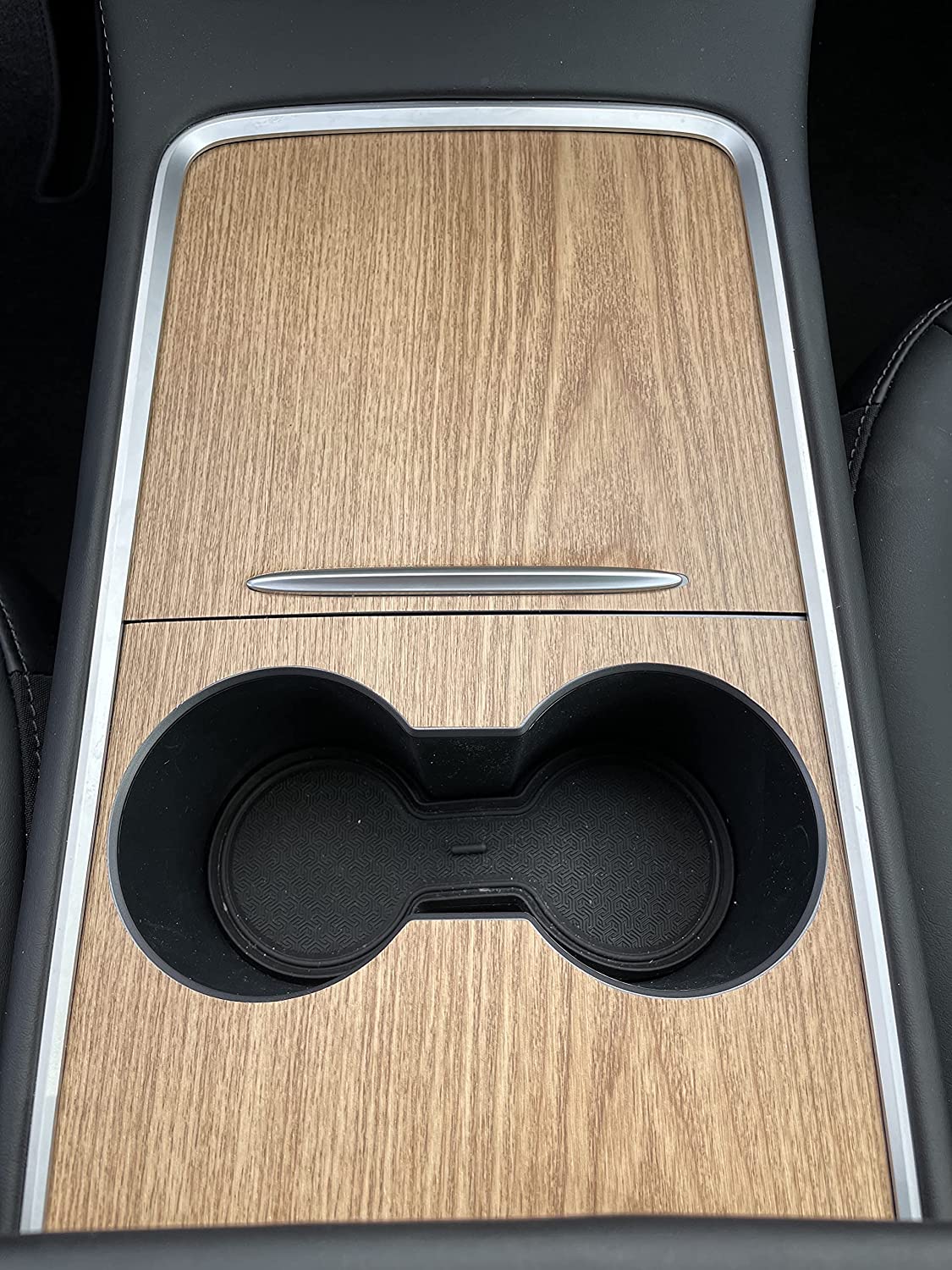 Tesla Model 3, Y Center Console Vinyl Wrap, Wood Grain, 2021-2024 - Image 2