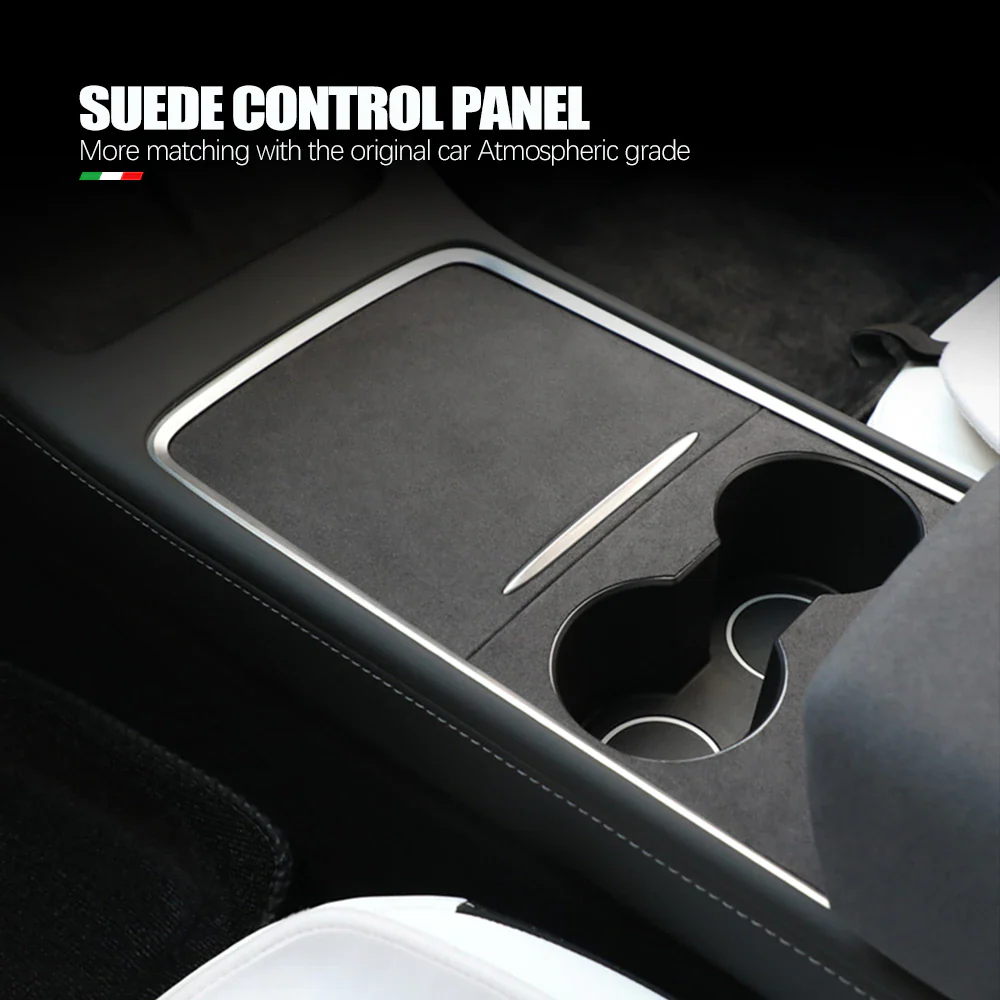 Tesla Model 3, Y Center Console Wrap, Alcantara Dark Gray Suede, 2021-2023 - Image 2