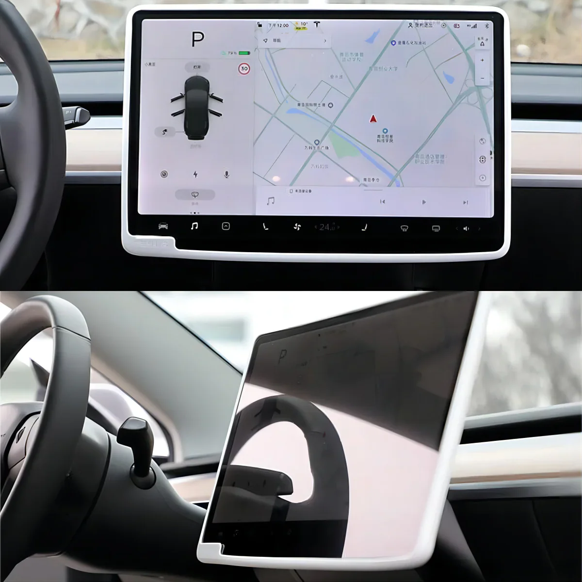 Tesla Model 3, Y Center Screen Navigation Silicone Protective Cover, Black or White - Image 5
