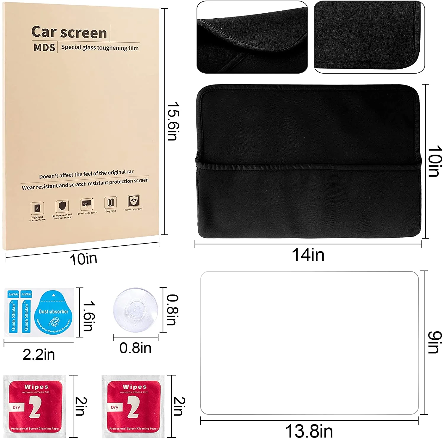 Tesla Model 3, Y Center Screen Protection Kit, Screen Protector & Black Screen Protective Sun Cover - Image 5