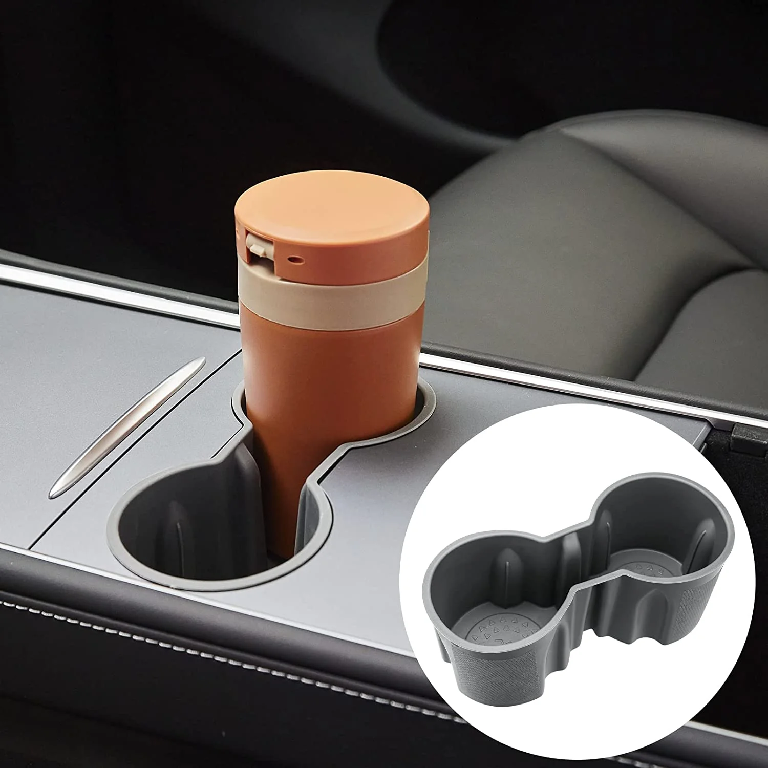 Tesla Model 3, Y, Cup Holder Insert, Gray, 2021-2024