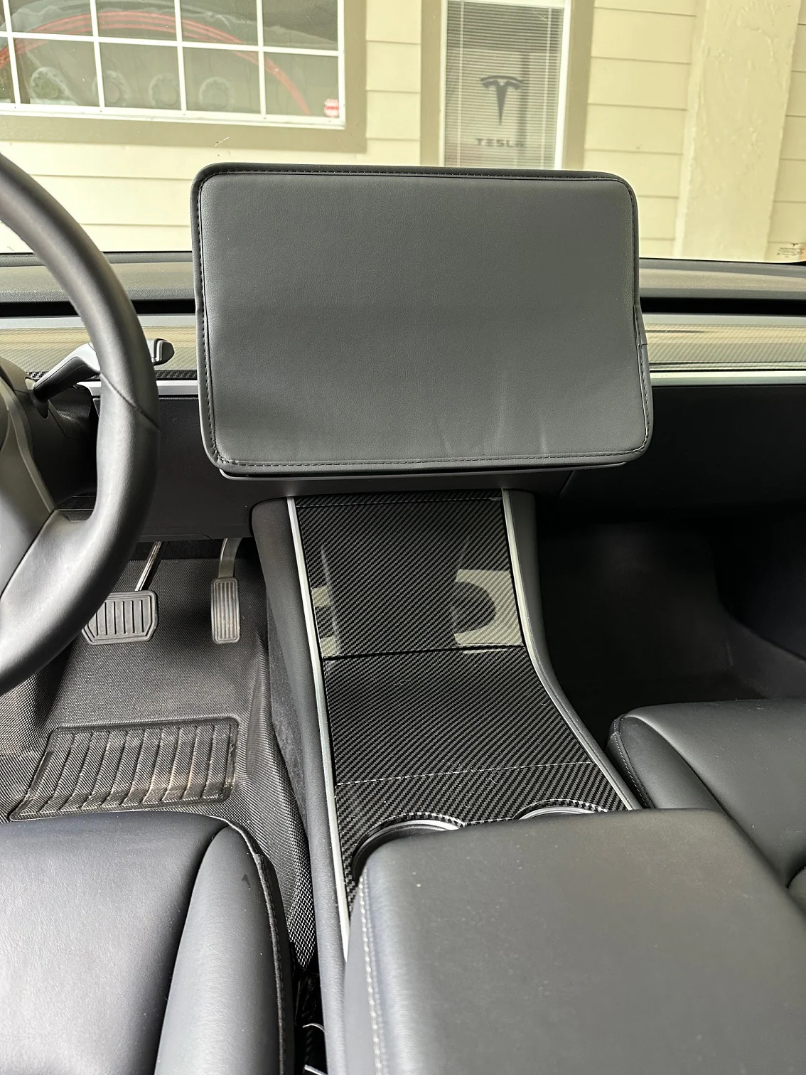 Tesla Model 3, Y Center Screen Slip On Sunshade Center Screen Protector, Black - Image 2