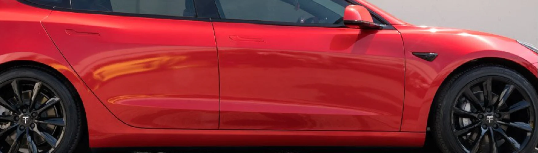 Tesla Model 3, Y, Door Handle Covers, ABS, Color Matched Sunset Red PMMR - Image 2
