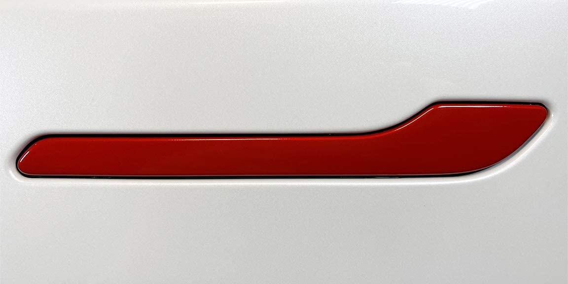 Tesla Model 3, Y, Door Handle Covers, ABS, Color Matched Sunset Red PMMR - Image 3