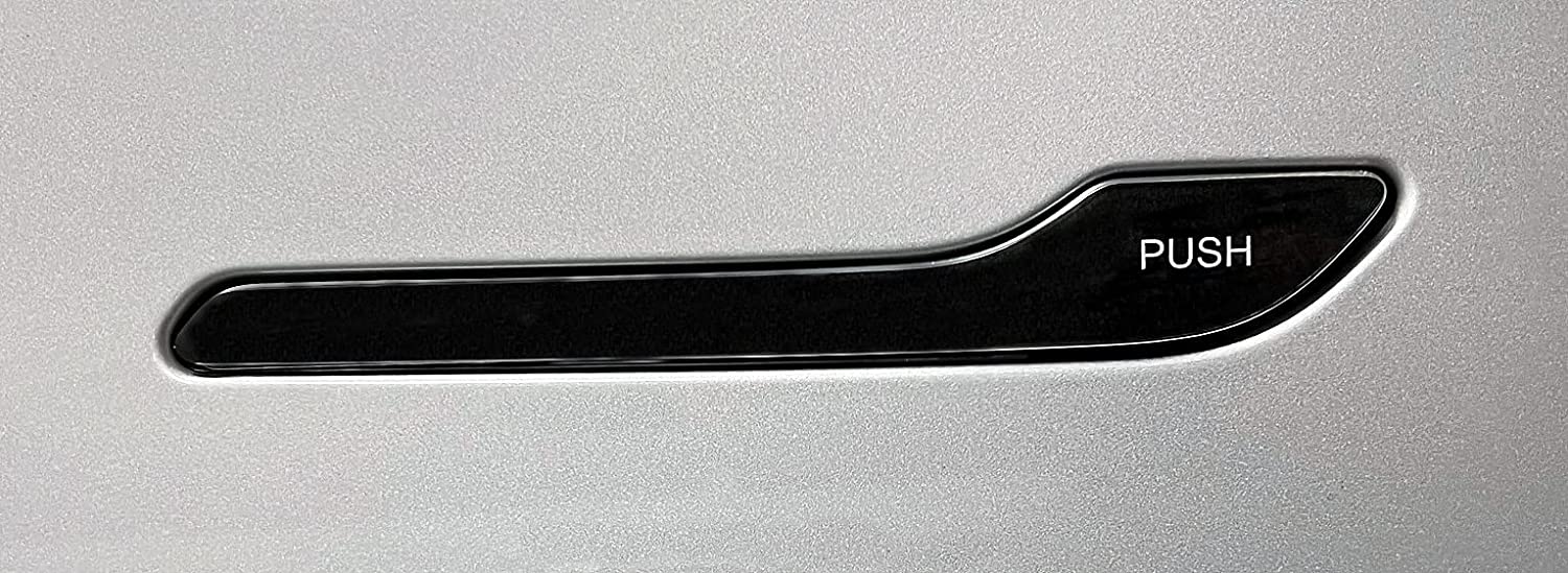 Tesla Model 3, Y, Door Handle Protection Clear Decal Wrap with Word "Push", 4pc Set, 2017-2024 - Image 3