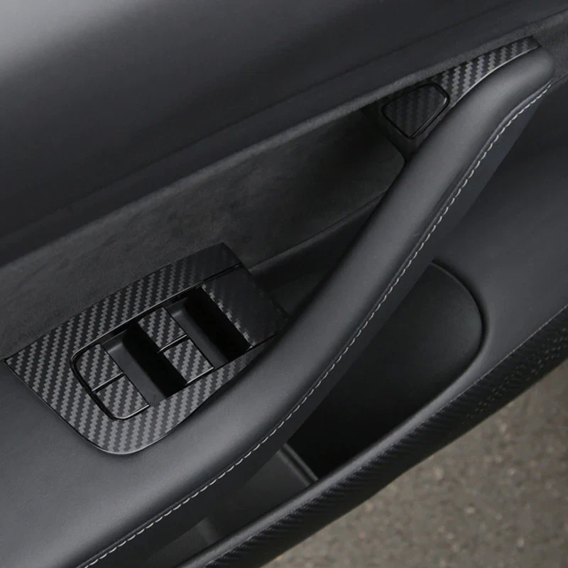 Tesla Model 3 Door Window Switch Control Vinyl Wrap Kit, Carbon Fiber - Image 2