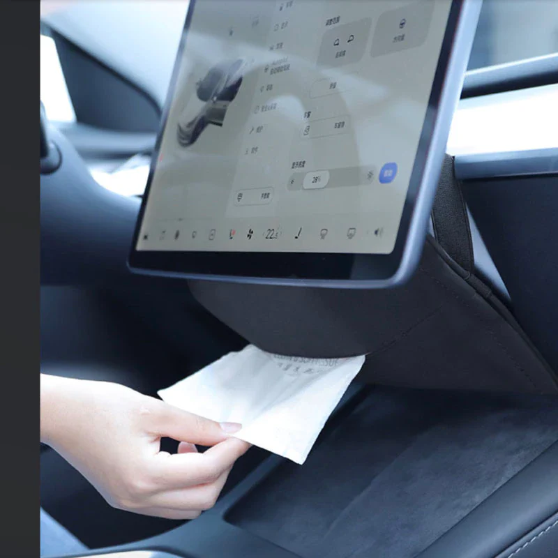Tesla Model 3, Y Hanging Hidden Tissue Box Holder, Behind Center Screen