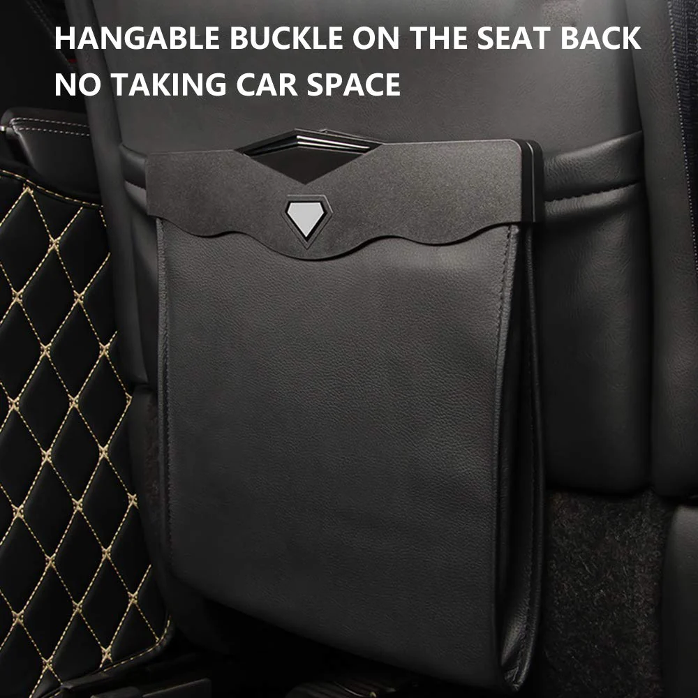 Tesla Model 3, Y Hanging Trash Can Or Storage Bin, Black Leather, Magnet Closure, Light - Image 7