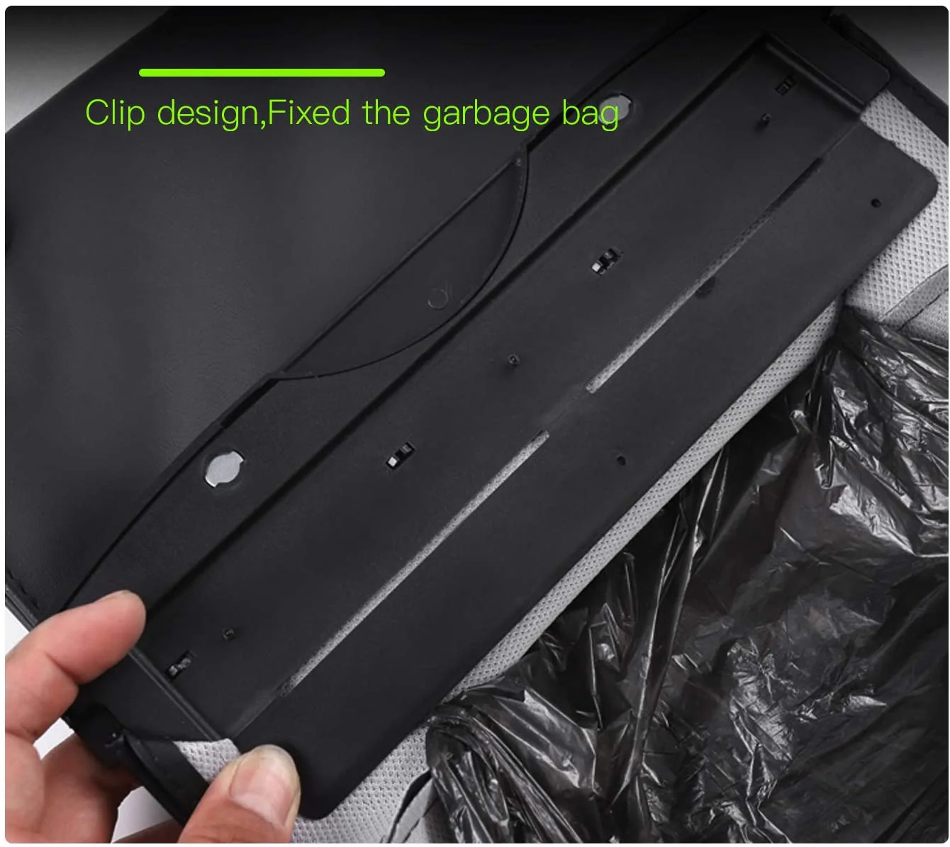 Tesla Model 3, Y Hanging Trash Can Or Storage Bin, Black Leather, Magnet Closure, Light - Image 8
