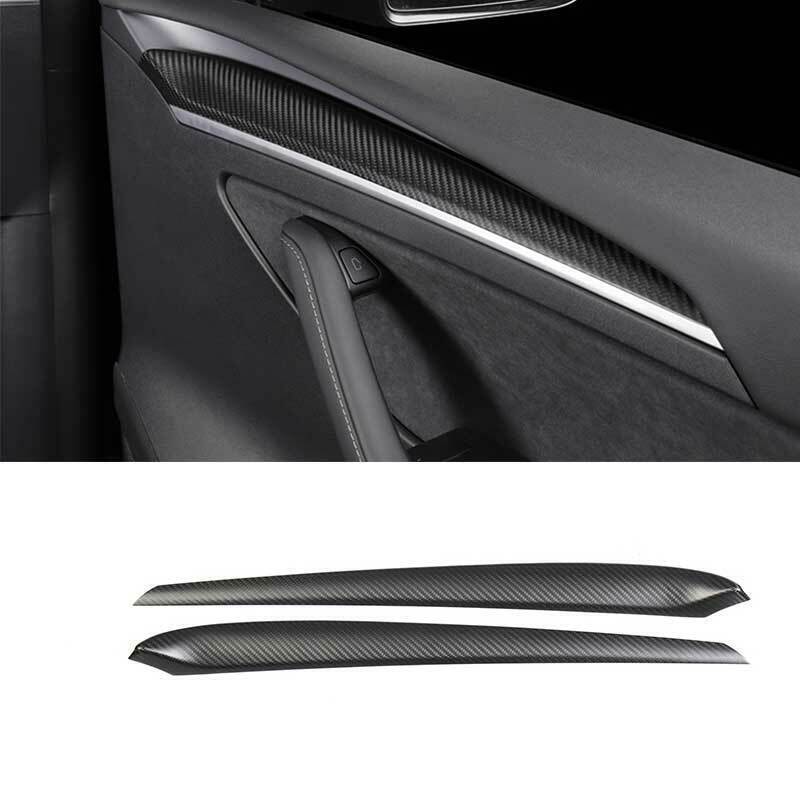 Tesla Model 3, Y, Interior Door Panel Molding Trim, ABS Matte Carbon Fiber, Pair, 2021-2024 - Image 3