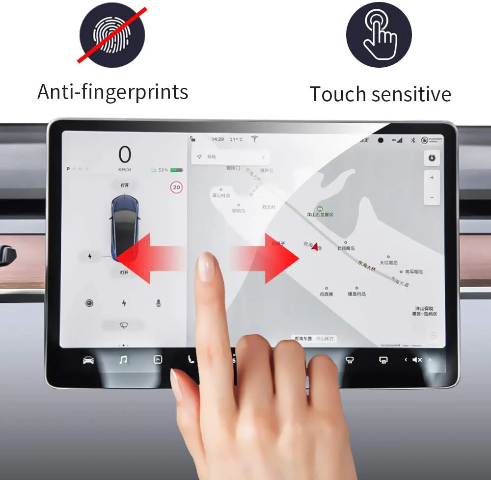 Tesla Model 3, Y, Matte Anti-Glare 9H Navigation Tempered Glass Screen Protector - Image 2