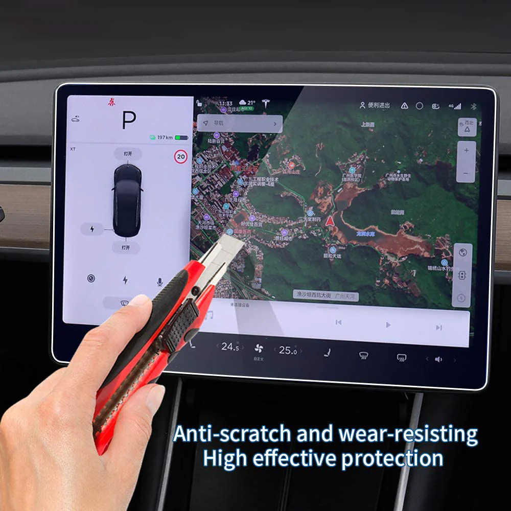 Tesla Model 3, Y, Matte Anti-Glare 9H Navigation Tempered Glass Screen Protector - Image 3