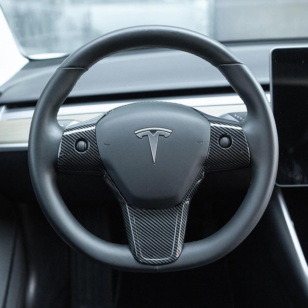 Tesla Model 3, Y Carbon Fiber Steering Wheel Frame Trim Cover - Image 2