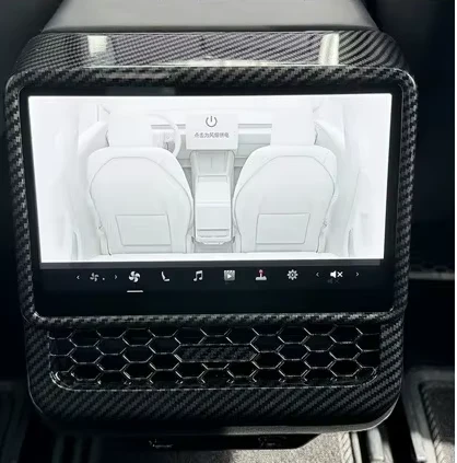 Tesla Model 3, Y Rear Screen Cover Trim, Matte Carbon Fiber, Highland, Juniper, 2024-2026 - Image 2