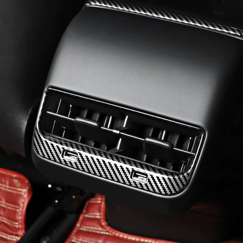 Tesla Model 3, Y Rear Vent, USB Carbon Fiber Sticker Cover - Image 2