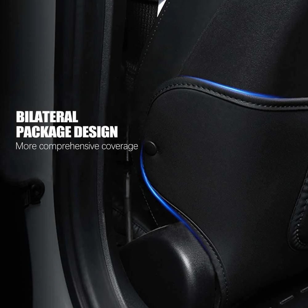 Tesla Model 3, Y Seat Back Protector Kick Pads, Vegan Leather, Black - Image 4