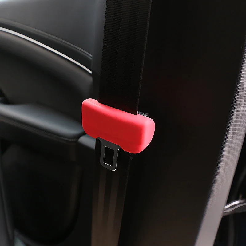 Tesla Model 3, Y Seatbelt Buckle Protective Silicone Covers, Red, 2017-2026 - Image 2