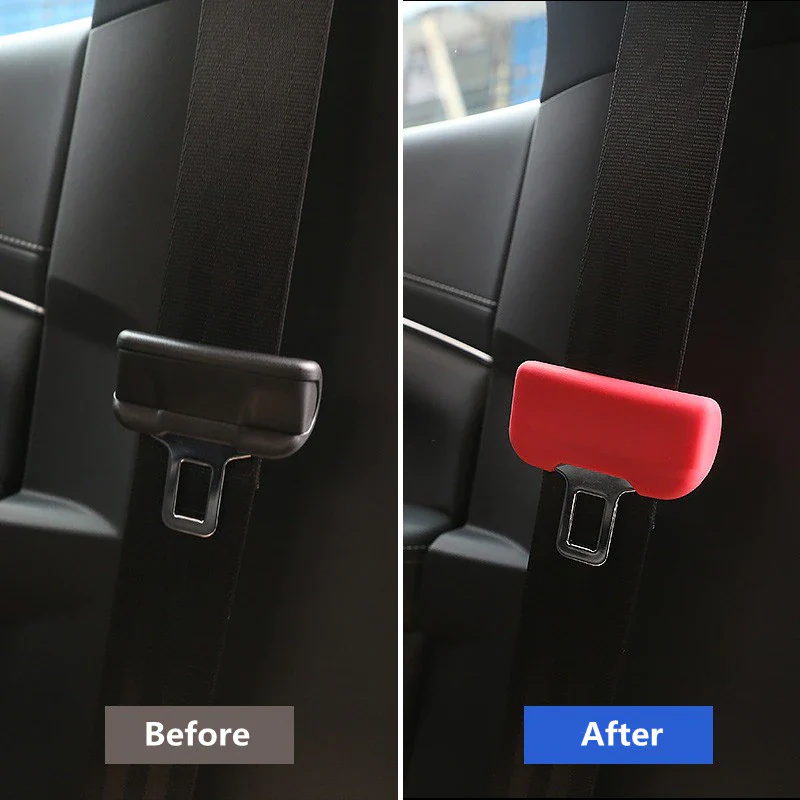 Tesla Model 3, Y Seatbelt Buckle Protective Silicone Covers, Red, 2017-2026 - Image 3