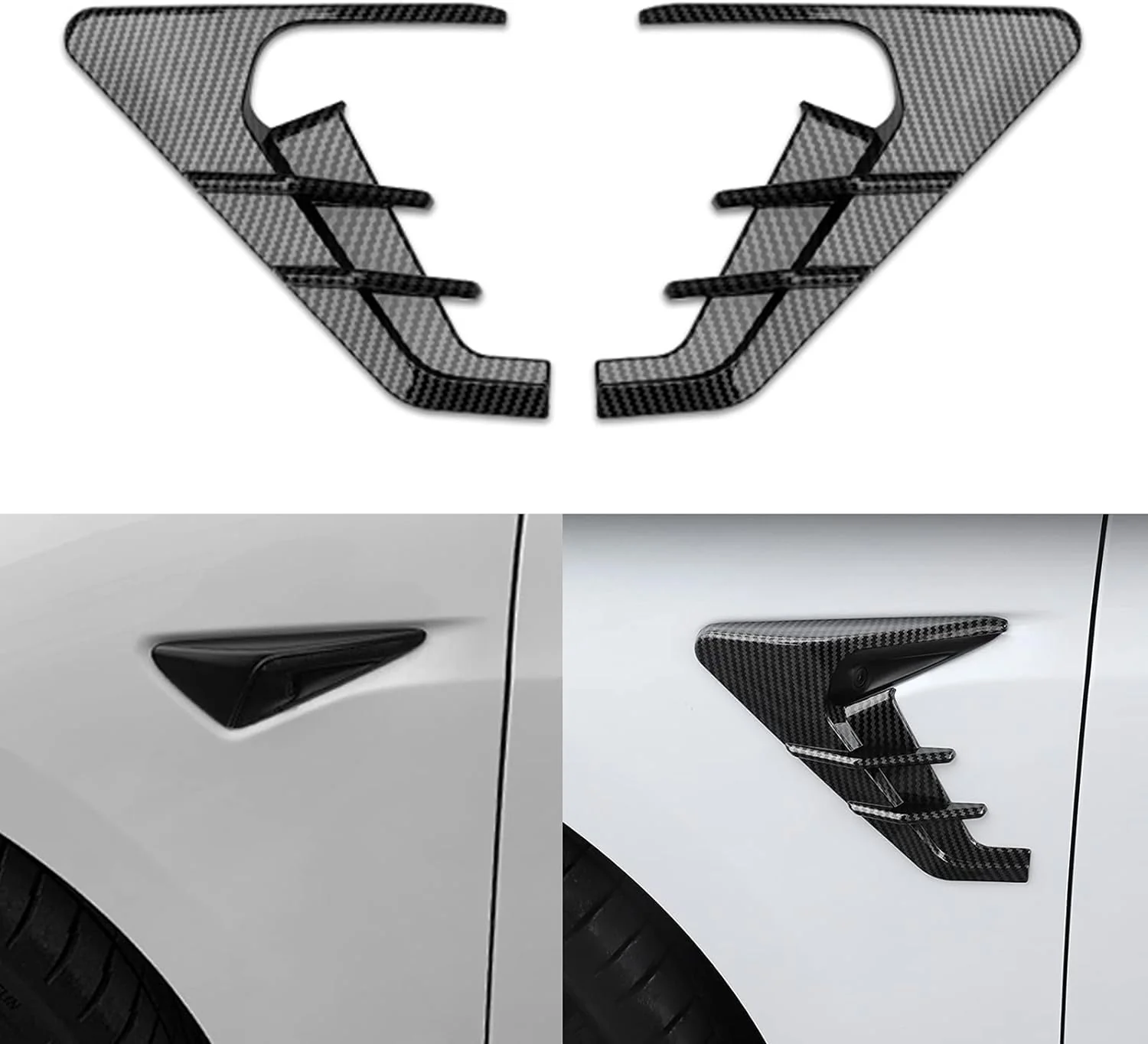 Tesla Model 3, Y Side Camera Vent Trim, Carbon Fiber , 2017-2024