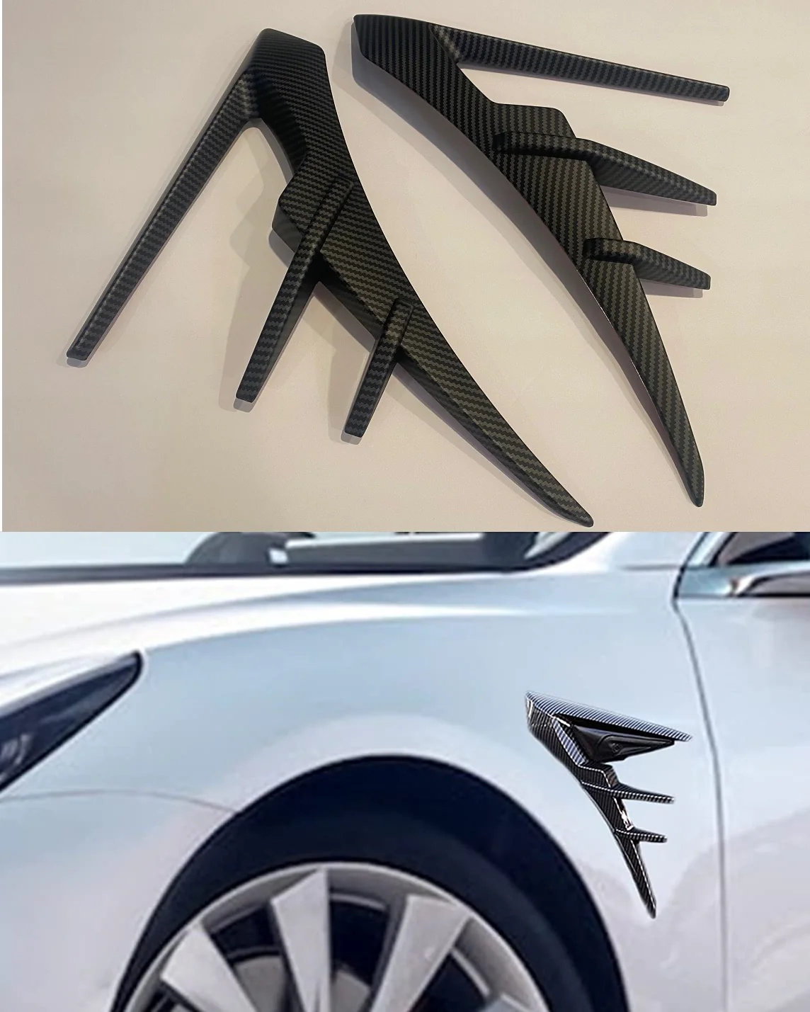 Tesla Model 3, Y Side Camera Vent Trim, Matte Carbon Fiber ABS, 2017-2021 - Image 3