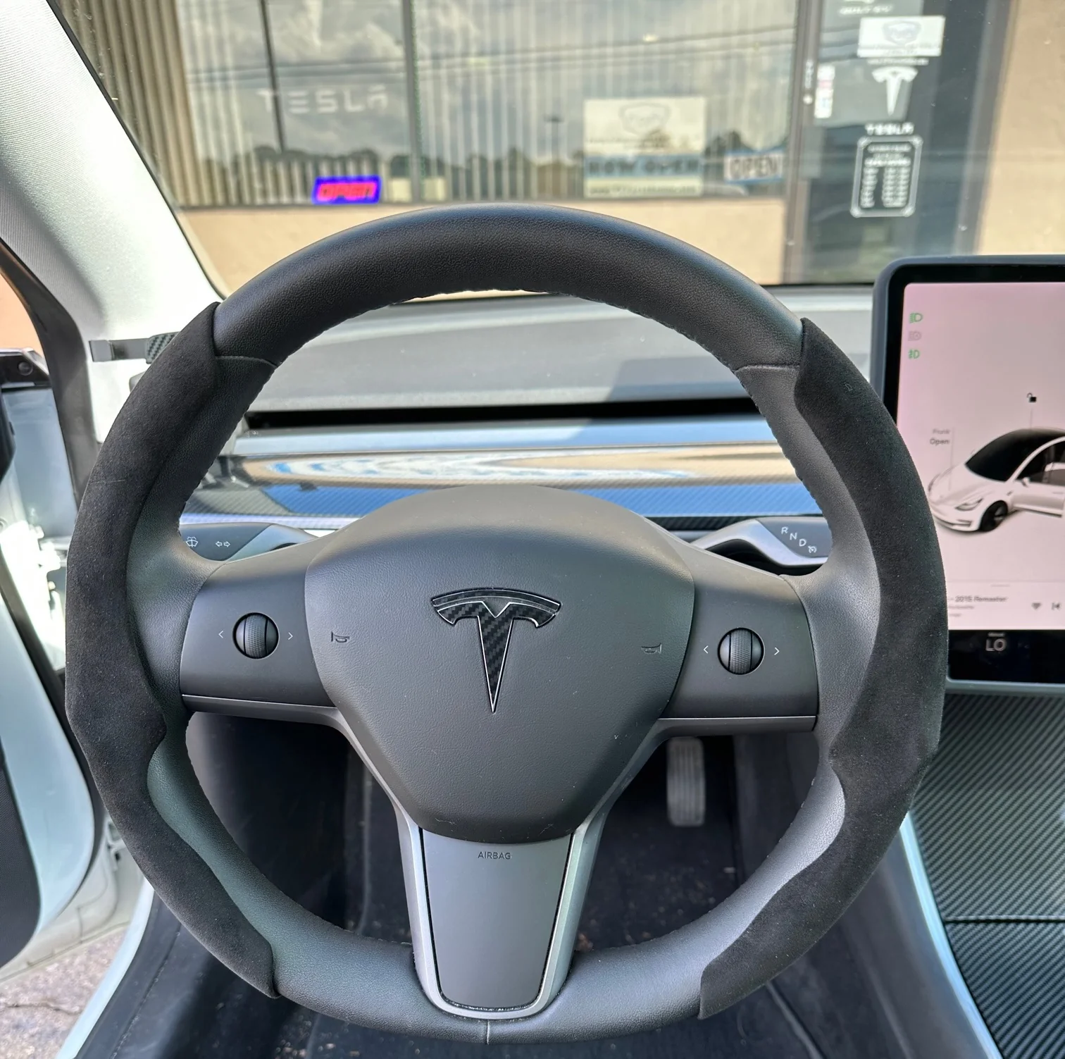 Tesla Model 3, Y Steering Wheel Cover Caps, Alcantara Suede, Black or Gray - Image 2