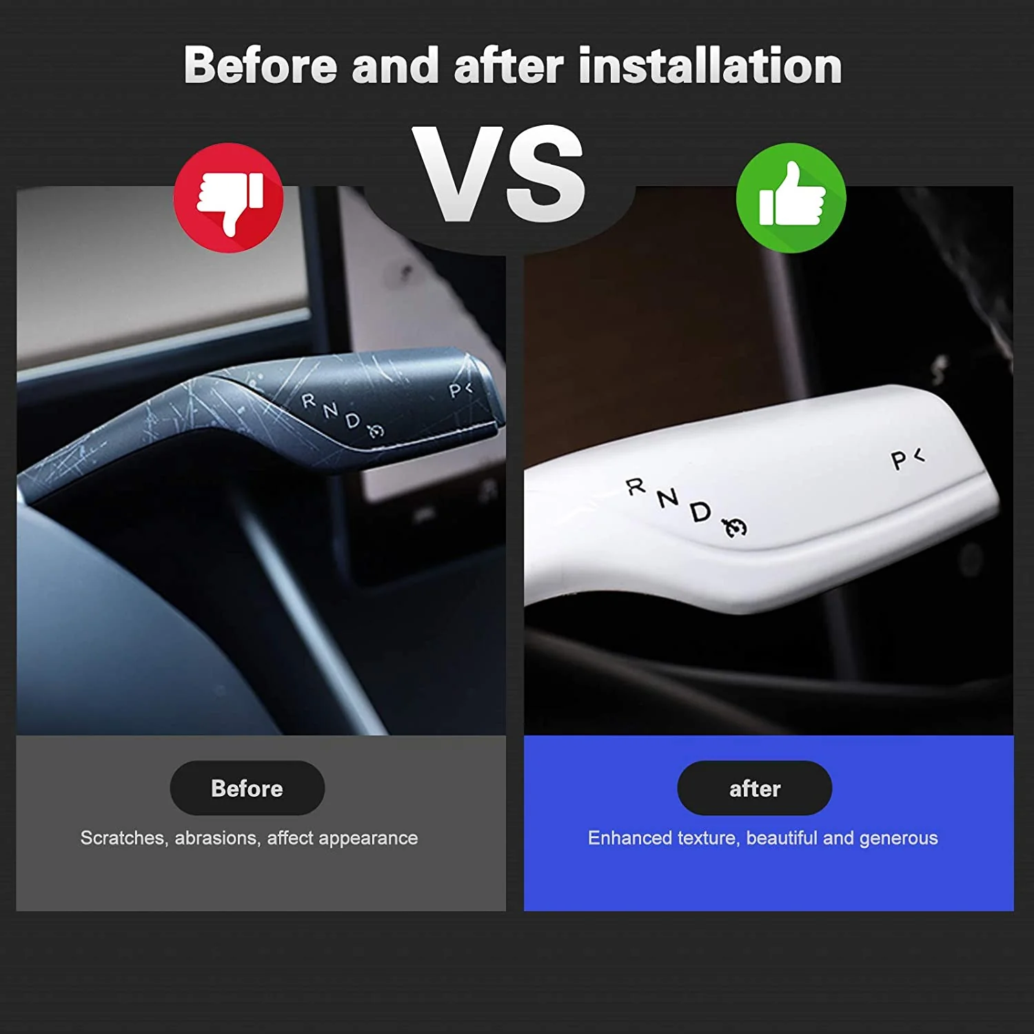 Tesla Model 3, Y Steering Wheel Paddle Shift, Turn Signal Covers, White - Image 3