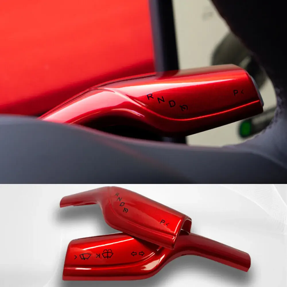Tesla Model 3, Y Steering Wheel Paddle Shift, Turn Signal Covers, Red - Image 2