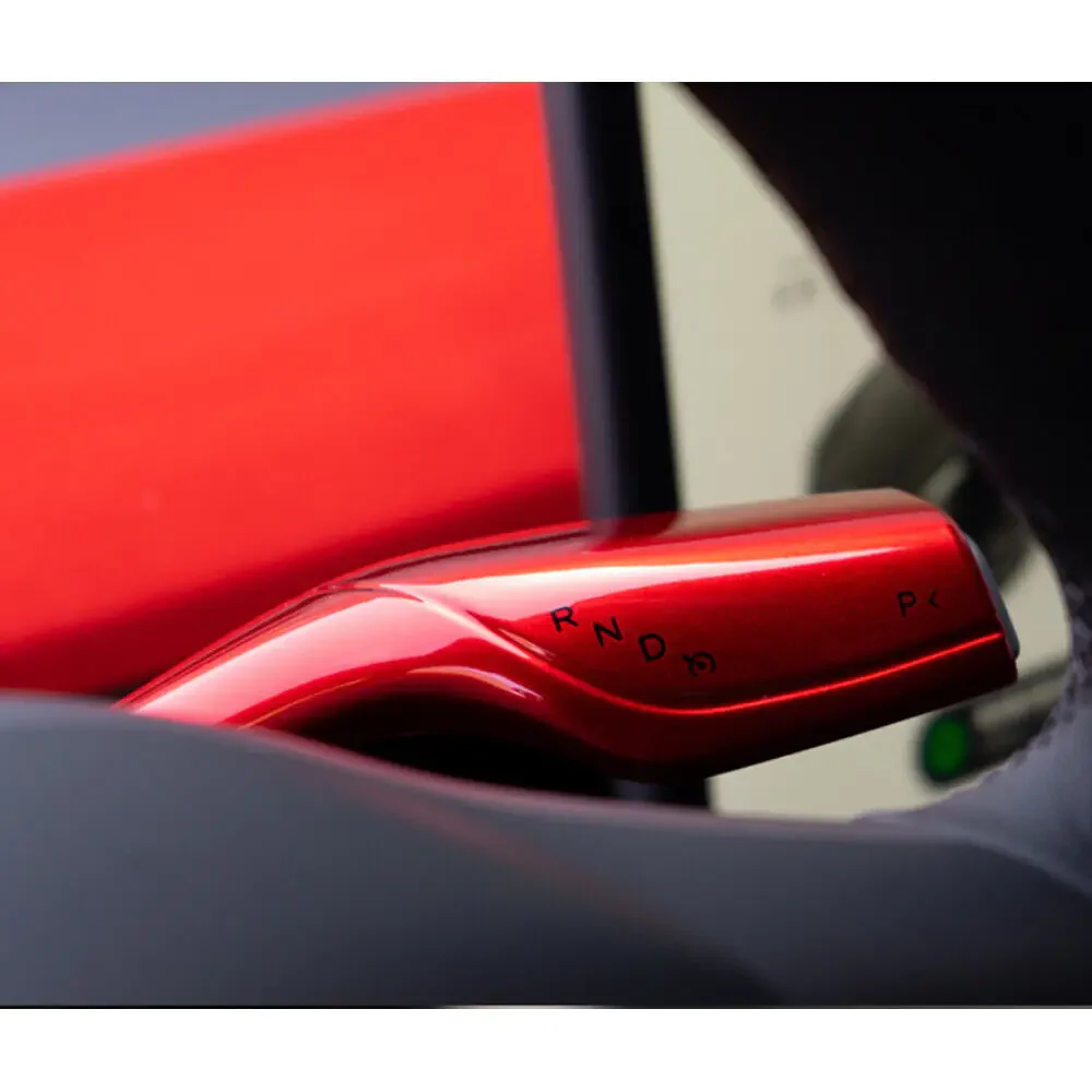 Tesla Model 3, Y Steering Wheel Paddle Shift, Turn Signal Covers, Red - Image 3