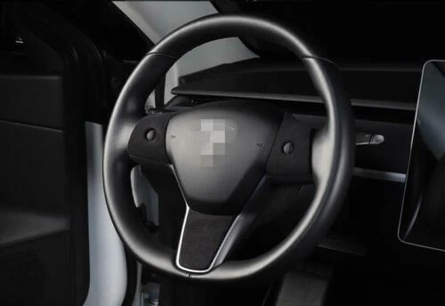 Tesla Model 3, Y Steering Wheel Switch Cover Trim, 3pcs, Deep Gray Alcantara Suede - Image 2