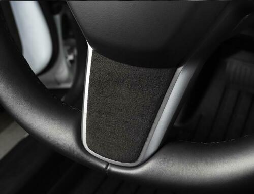 Tesla Model 3, Y Steering Wheel Switch Cover Trim, 3pcs, Deep Gray Alcantara Suede - Image 3