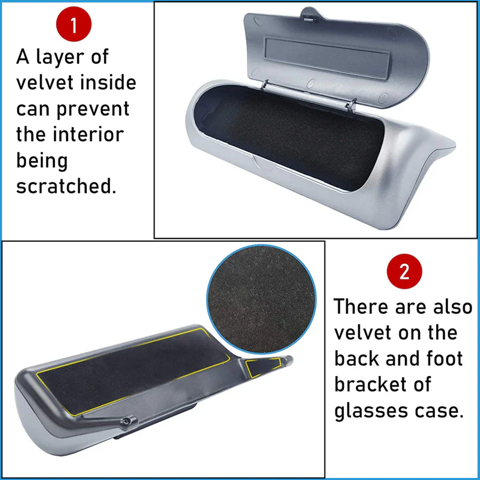 Tesla Model 3, Y Sunglasses Holder, Eyeglass Cases Storage Box, Silver - Image 5