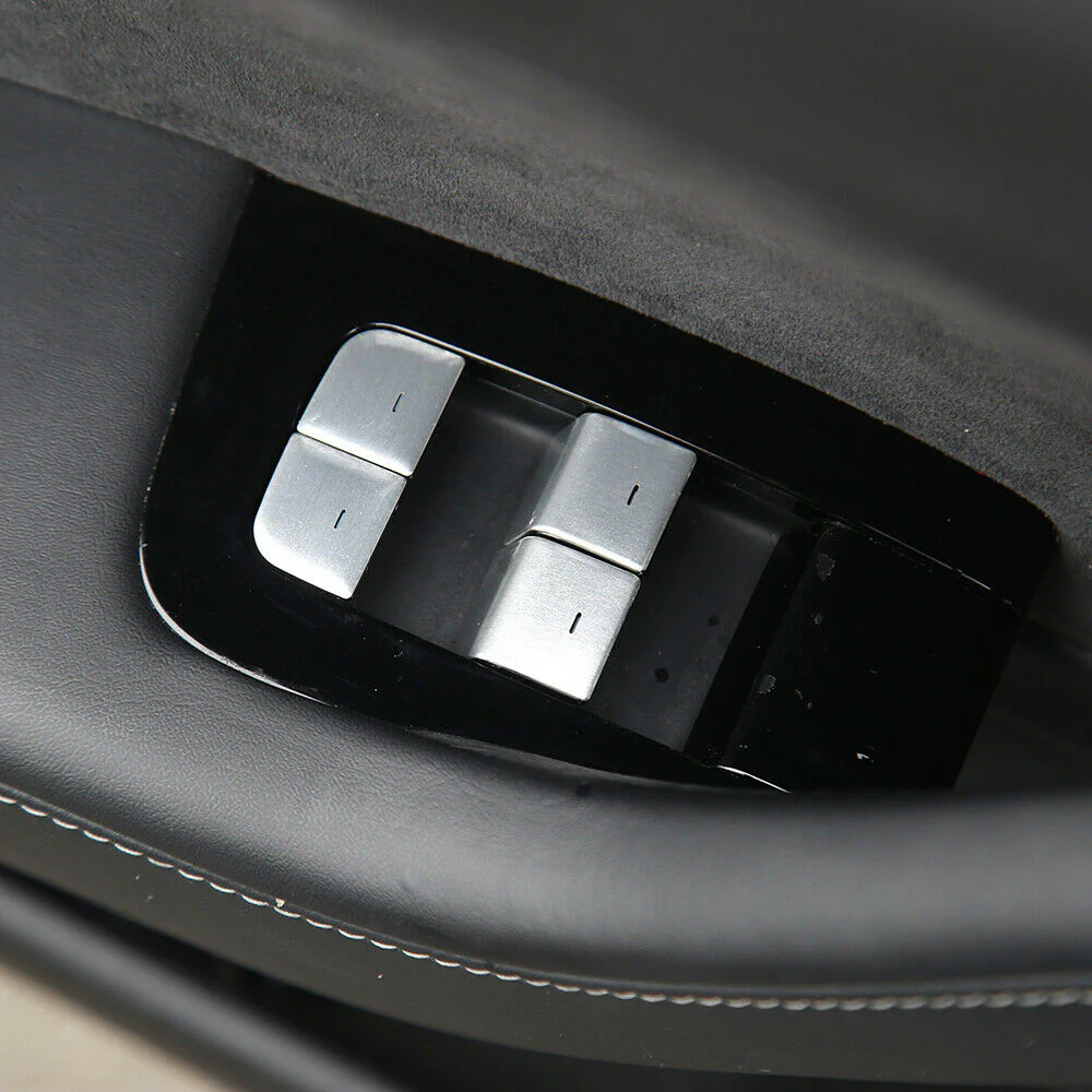 Tesla Model 3, Y Window Lift Switch Button, Door Open, Cover Kit, Silver Aluminum - Image 3
