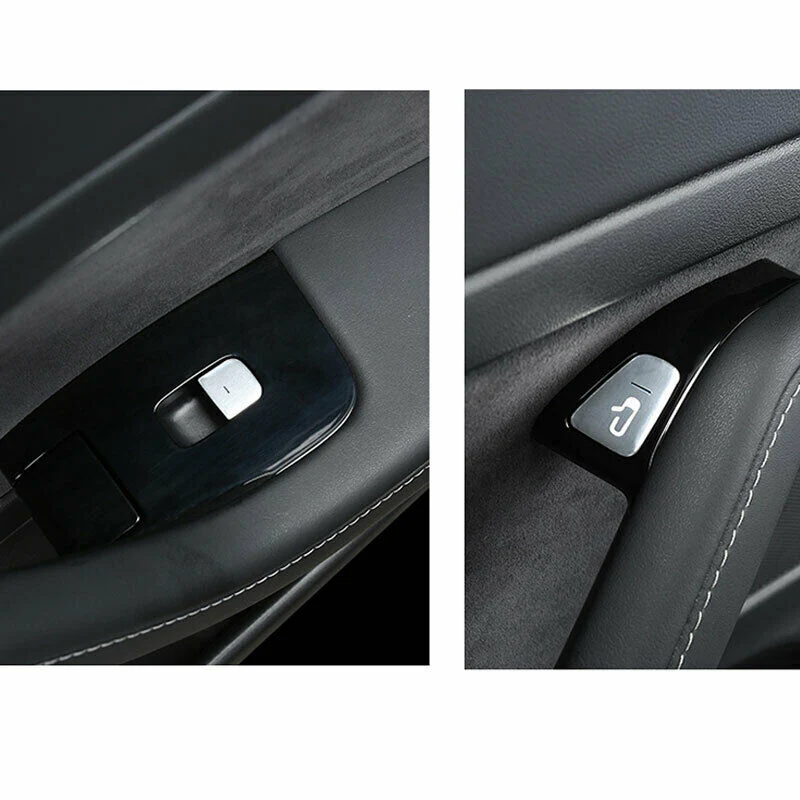 Tesla Model 3, Y Window Lift Switch Button, Door Open, Cover Kit, Silver Aluminum - Image 6