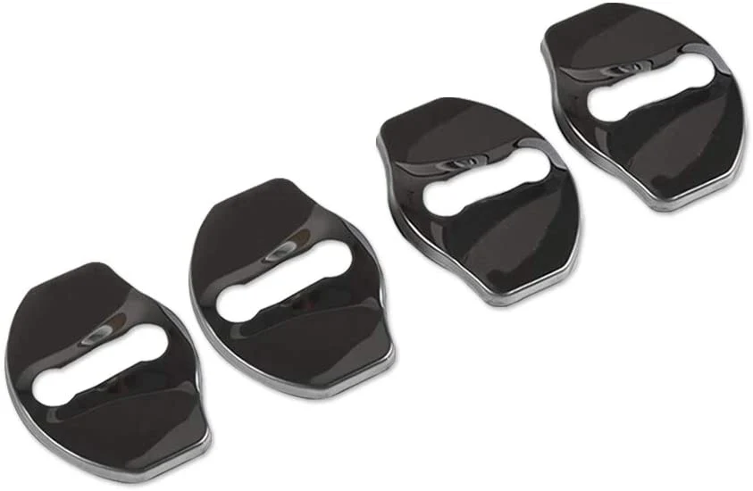 Tesla Model 3, Y, X Door Latch Covers, Piano Black Stainless Steel, 4pc Set
