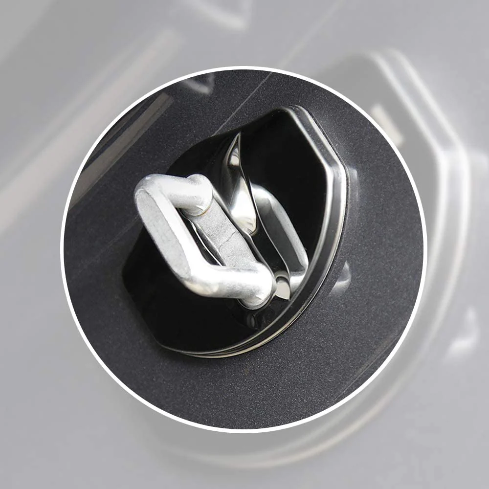 Tesla Model 3, Y, X Door Latch Covers, Piano Black Stainless Steel, 4pc Set - Image 3