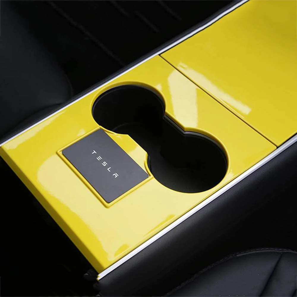 Tesla Model 3, Y Yellow ABS Center Console Cover Kit, 2017-2020 - Image 3
