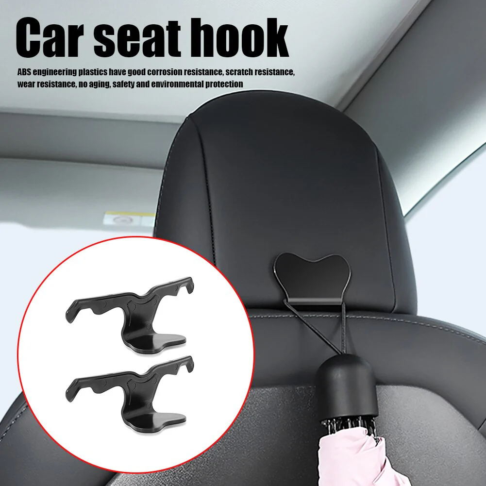Tesla Model S, 3, X, Y 2pcs Seat Back Hooks Hanger Holder Storage Organizers, Black - Image 2