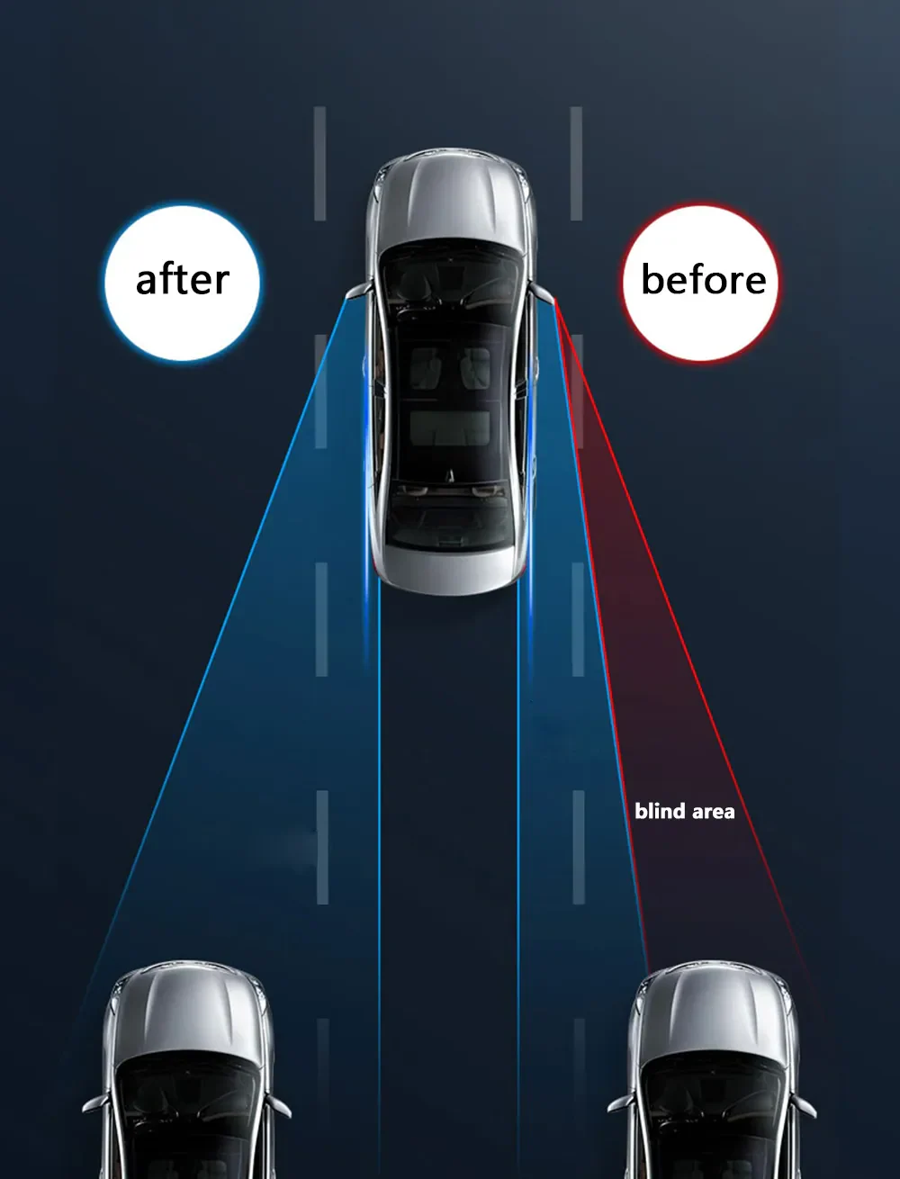 Tesla Model S, 3, X, Y, Cybertruck Blind Spot Convex Mirrors, Dual Motor Logo - Image 2