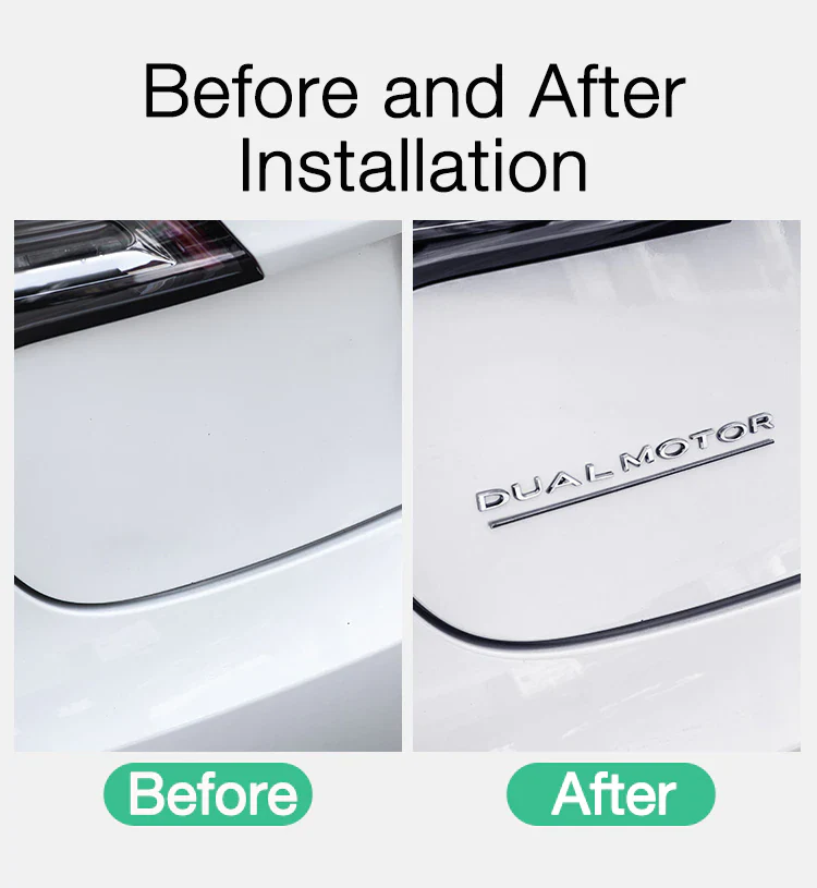Tesla Model S, 3, X, Y, Chrome Dual Motor Emblem, 3D Epoxy Sticker Rear Trunk Emblem - Image 3