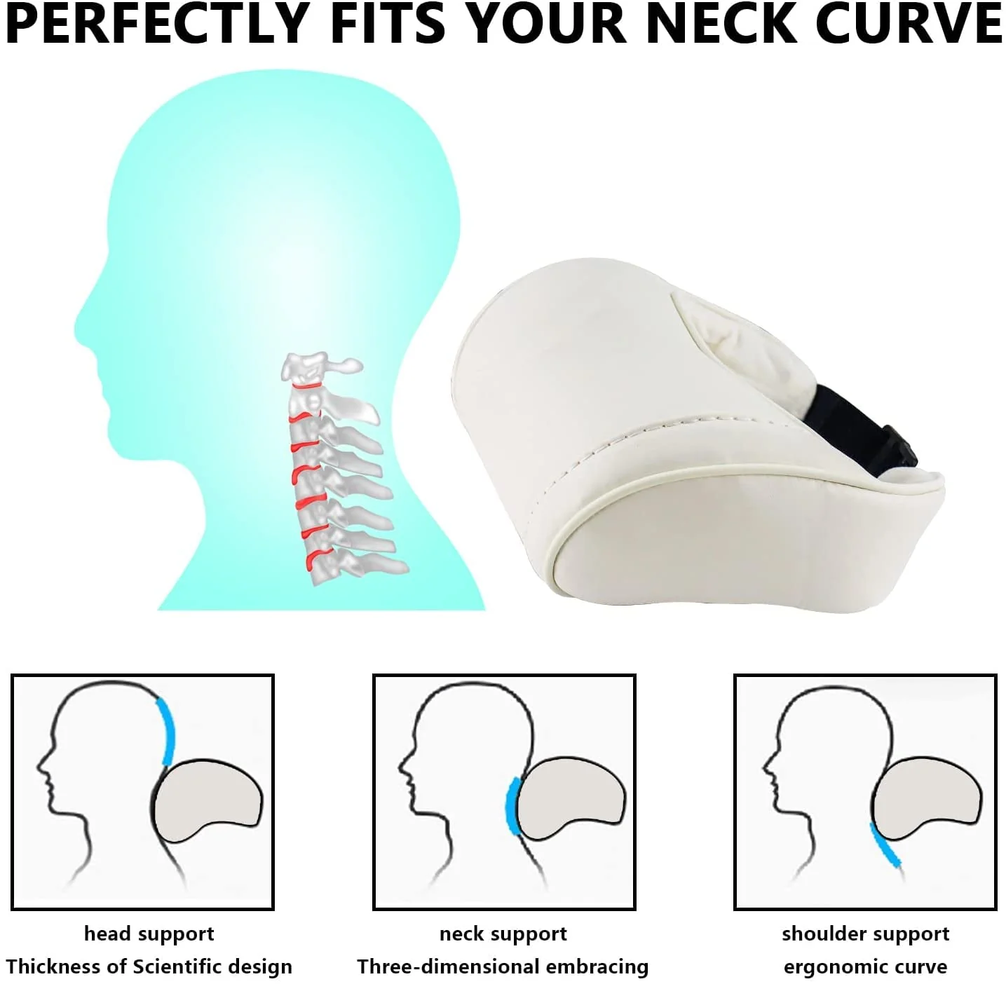 Tesla Model S, 3, X, Y Headrest Neck Pillow, Adjustable, White - Image 5