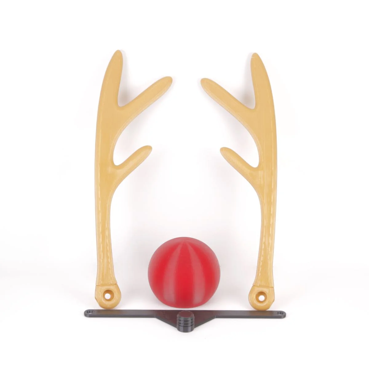 Tesla Model S, 3, X, Y License Plate Reindeer Kit, Gold Antlers, Red Nose - Image 2