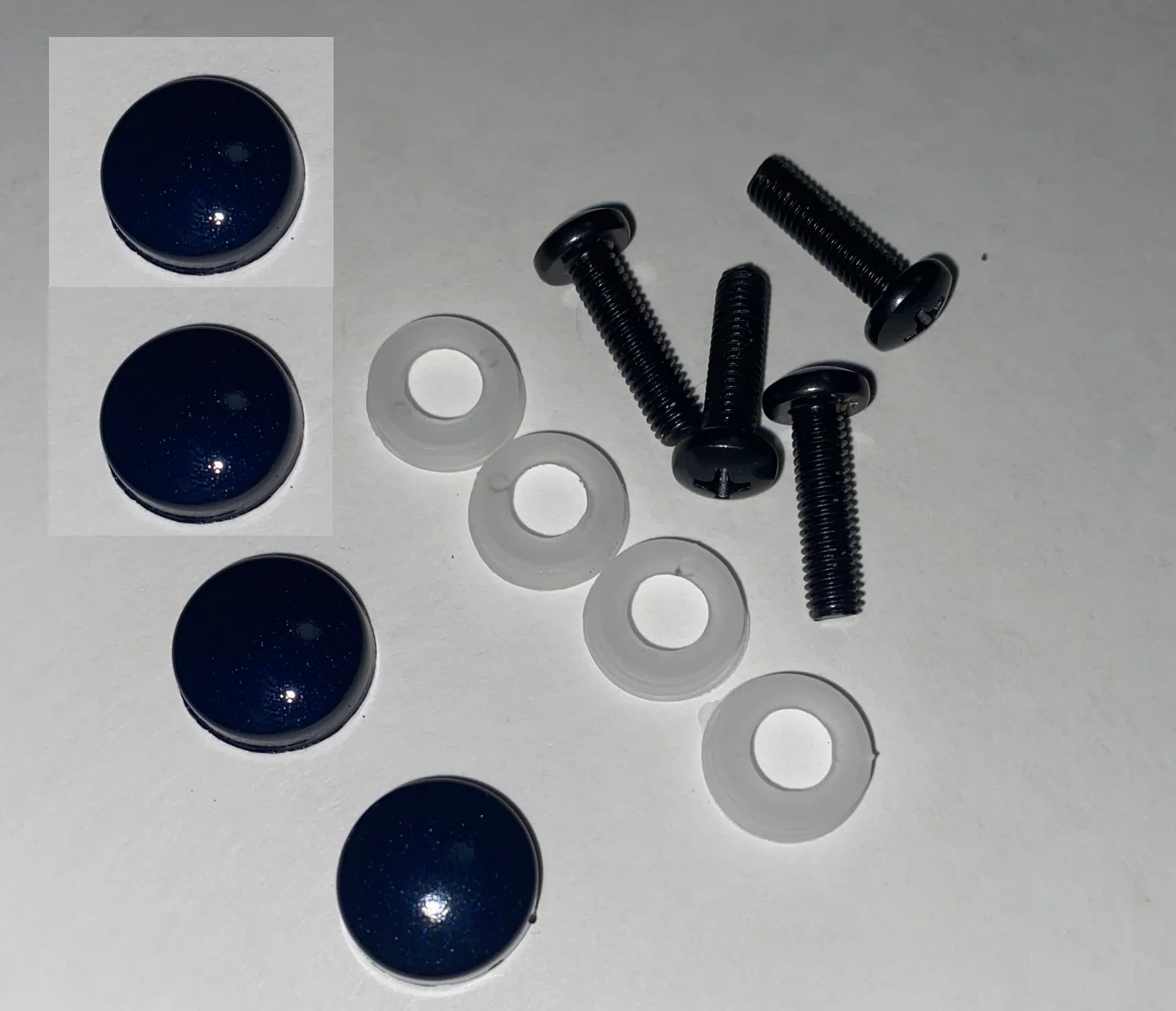 Tesla Model S, 3, X, Y License Plate Screw Cap Cover Kit, Painted Factory Color Deep Blue Metallic PPSB