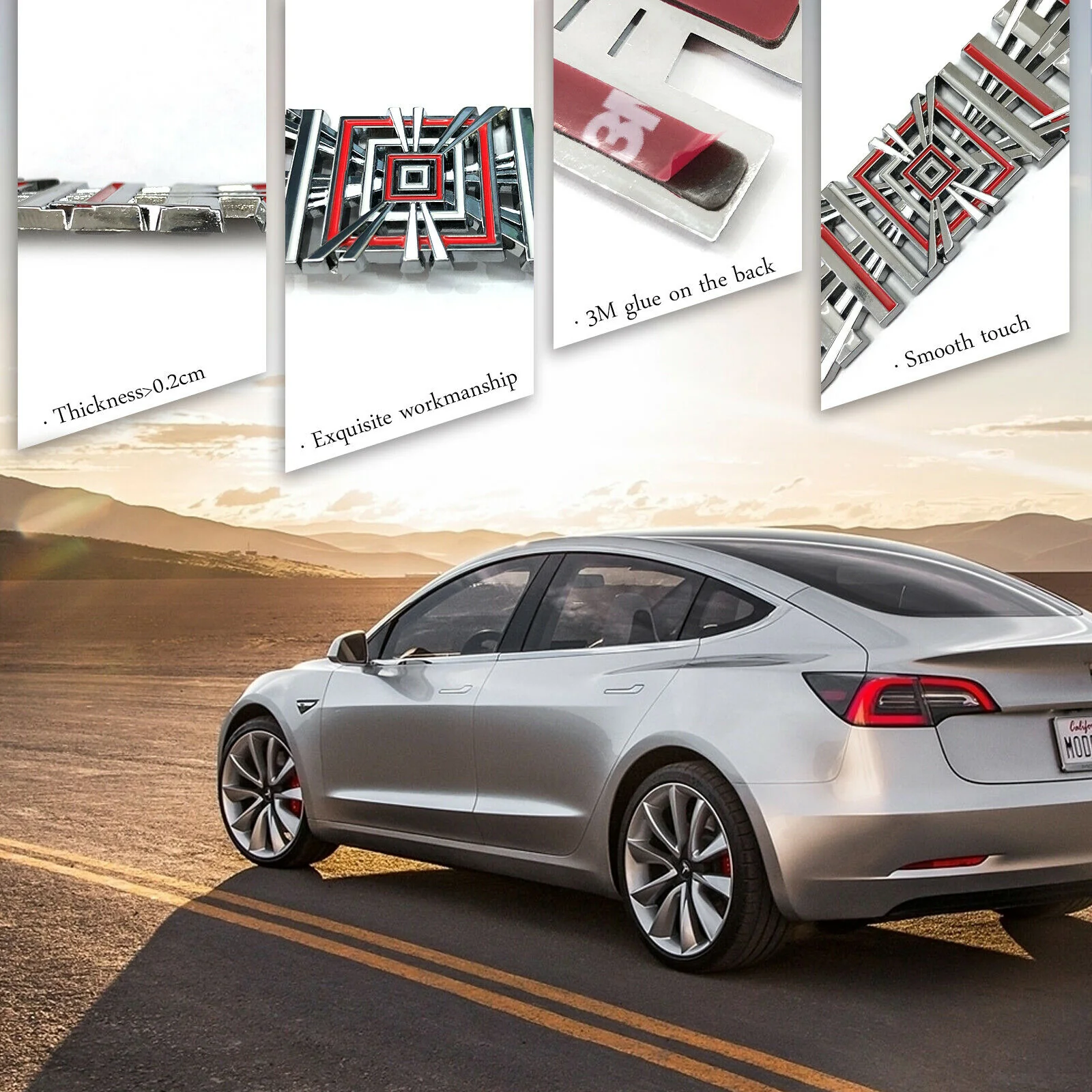 Tesla Model S, 3, X, Y Plaid Badge Car 3D Logo, Metal Emblem - Image 2