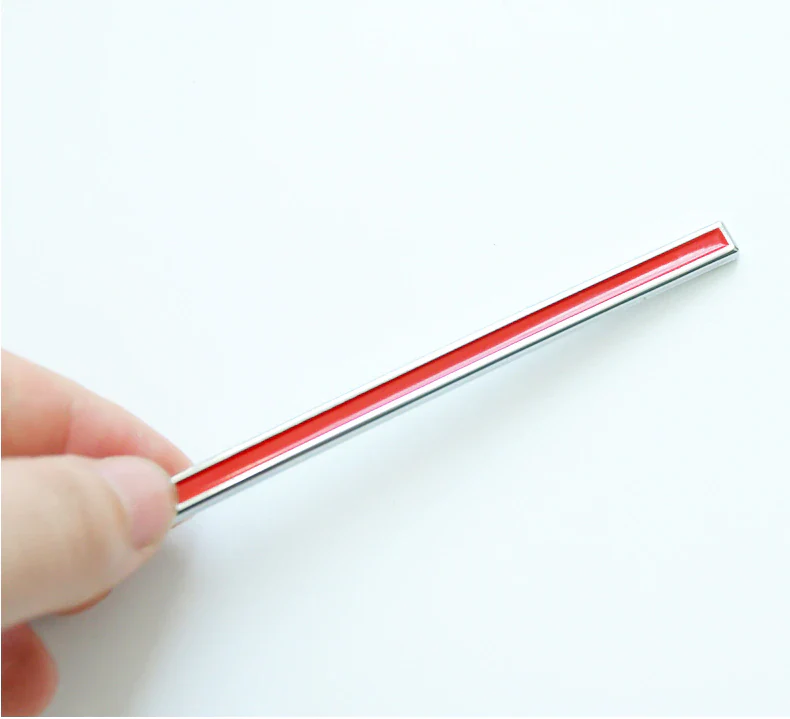 Tesla Model S, 3, X, Y Tailgate Rear Trunk Emblem Red Underline Badge, ABS, Red / Chrome - Image 2