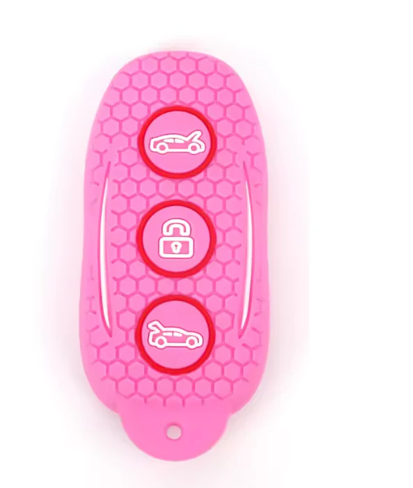 Tesla Model S, 3, Y Silicone Key Fob Case Cover, Rugged Pink