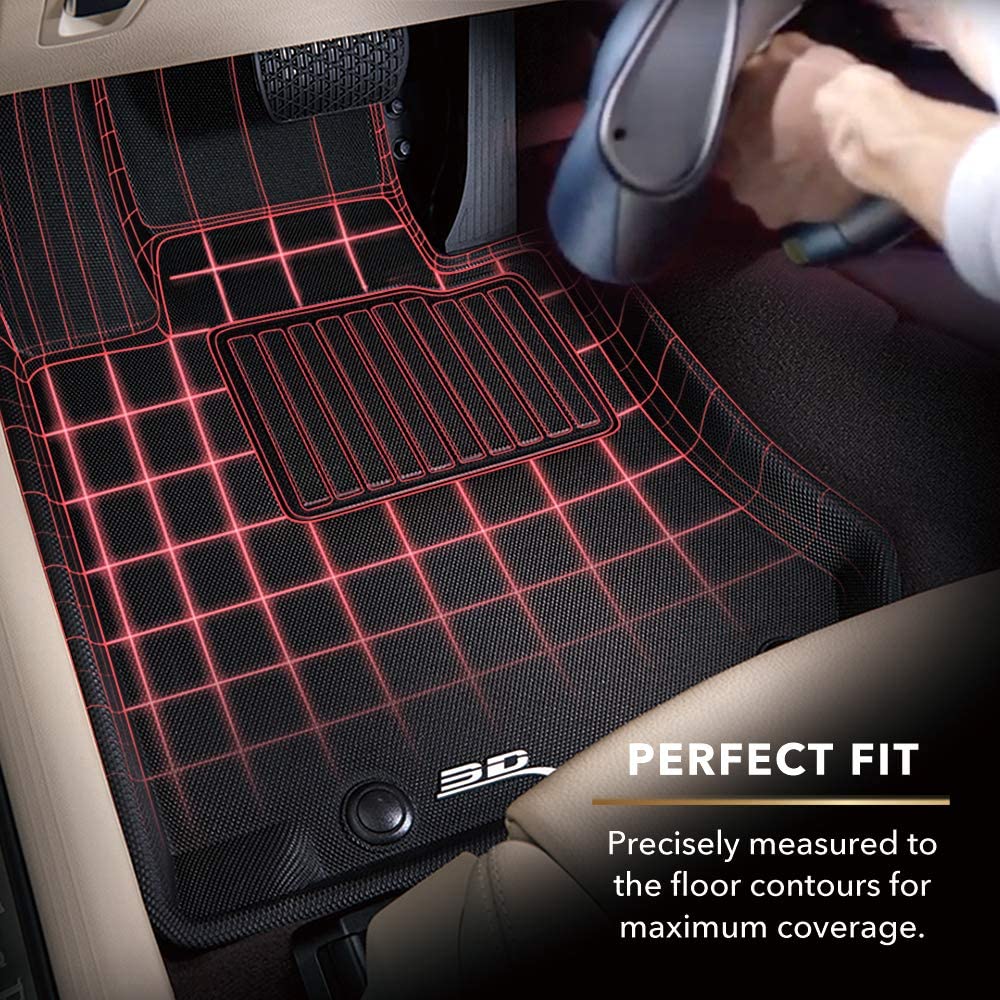 Tesla Model S Front & Rear Floor Mats, 3D MAXpider Kagu 1st & 2nd Row Floor Mats, Black, 2015-2019 - Image 3