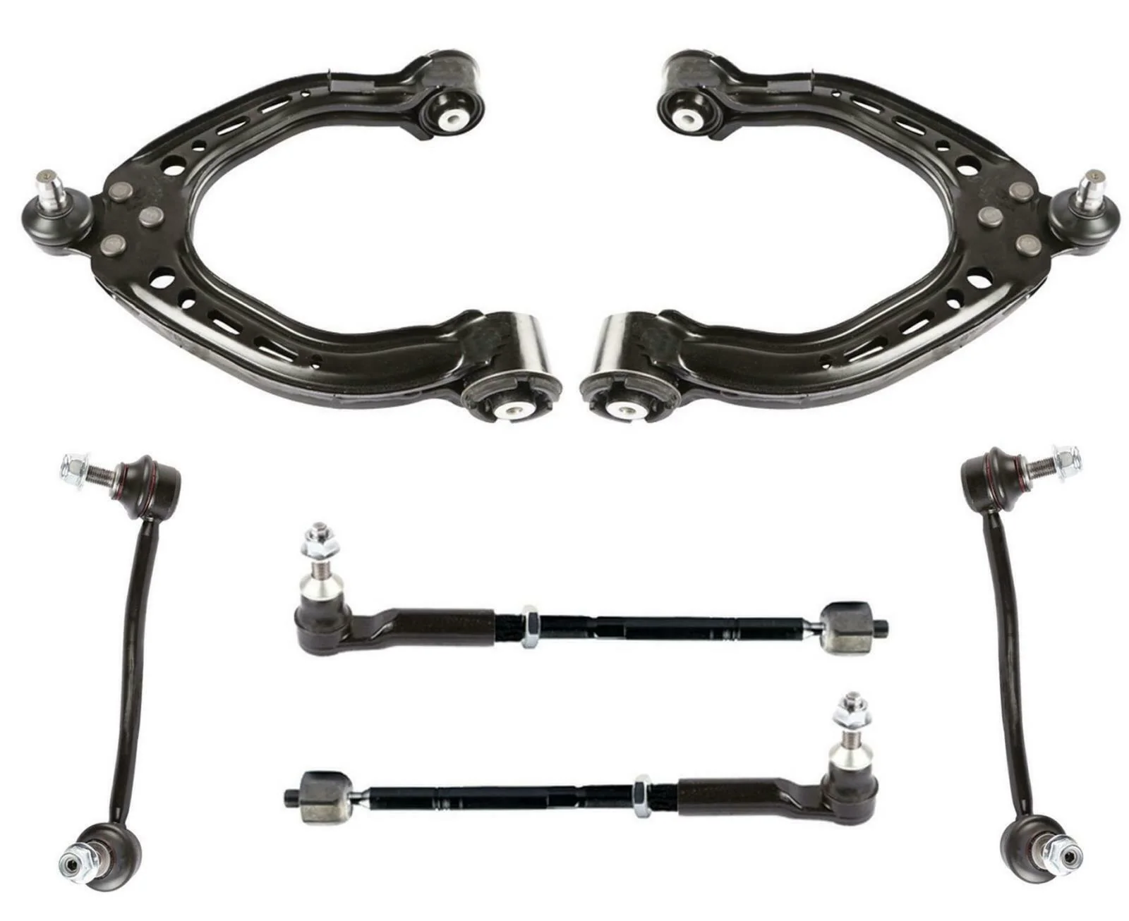 Tesla Model S Front Suspension Rebuild Kit, for RWD, Control Arms, Tie Rods, Sway Bar Links, 2012-2016