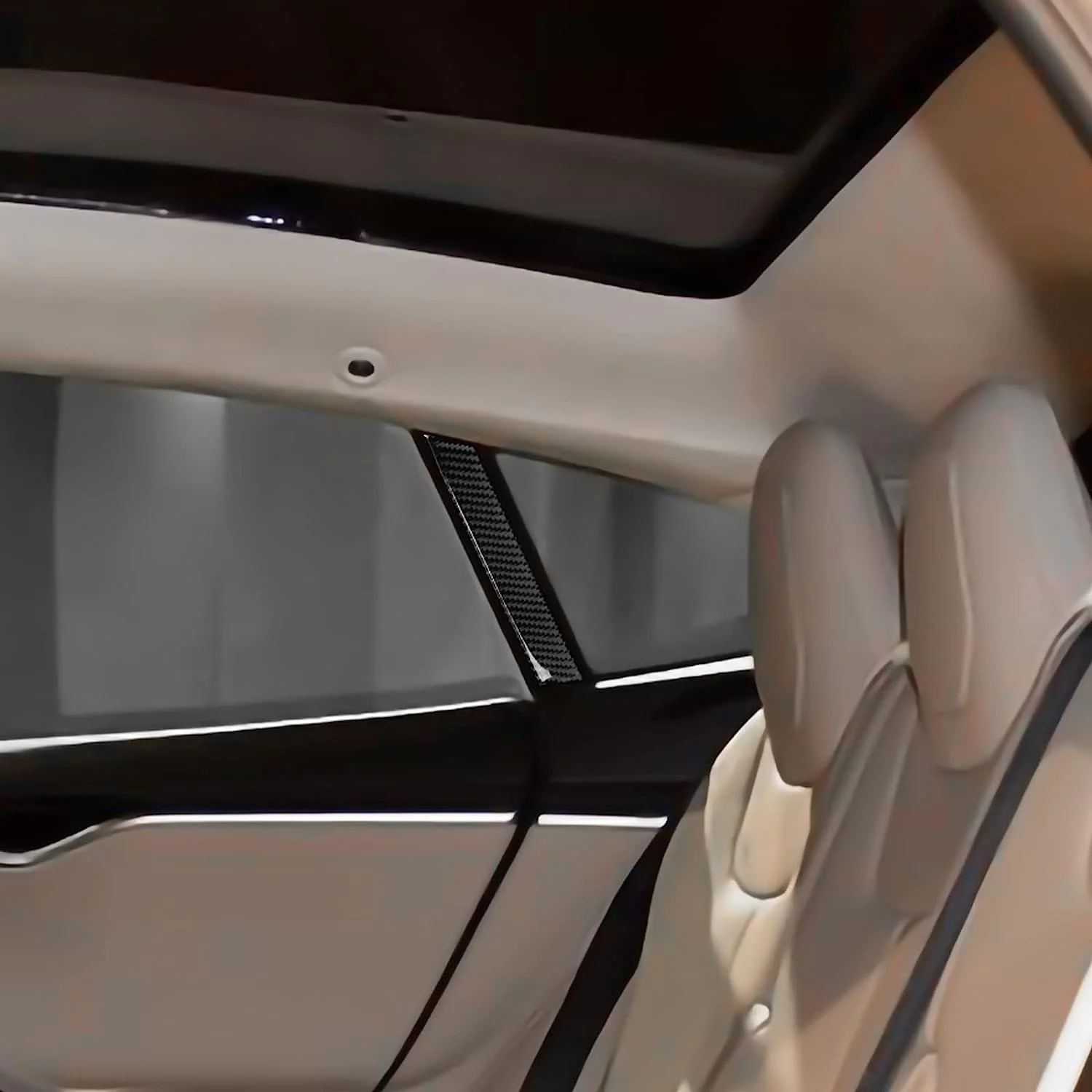 Tesla Model S Interior Rear Pillar Carbon Fiber Stickers, 2012-2020 - Image 4