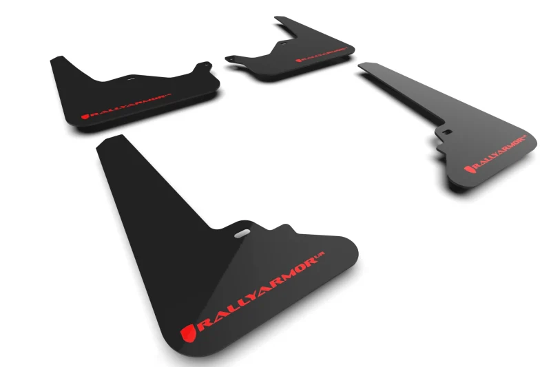 Tesla Model S Mud Flap Set, Rally Armor, Black, W/ Red Logo, 2021-2023