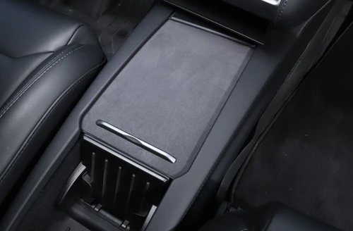Tesla Model S, X Alcantara Suede Center Console Storage Box Cover Trim, 2012-21 - Image 2